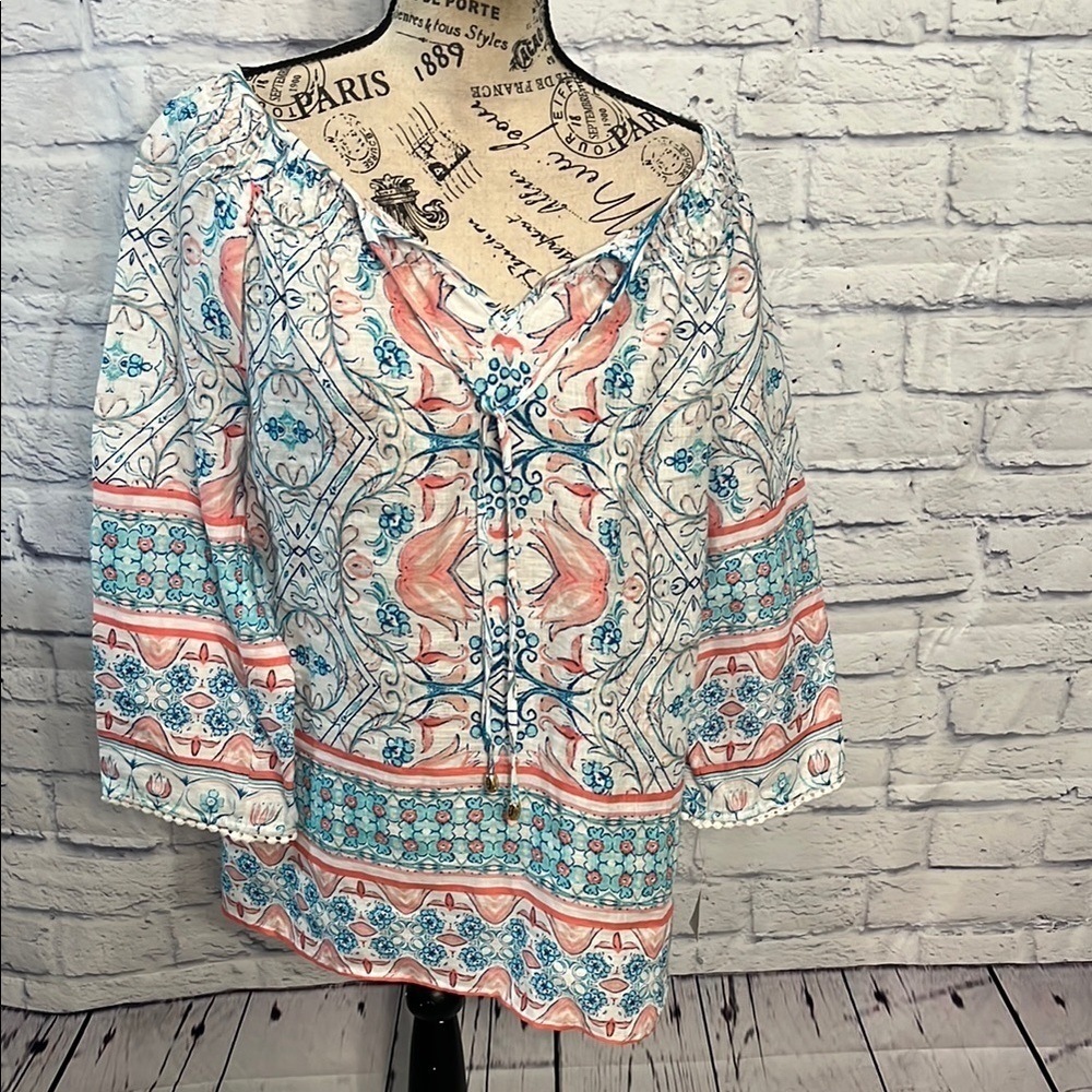 Charter Club Luxury Linen “Seaside” Top NWT Strawberry Pink Size Medium